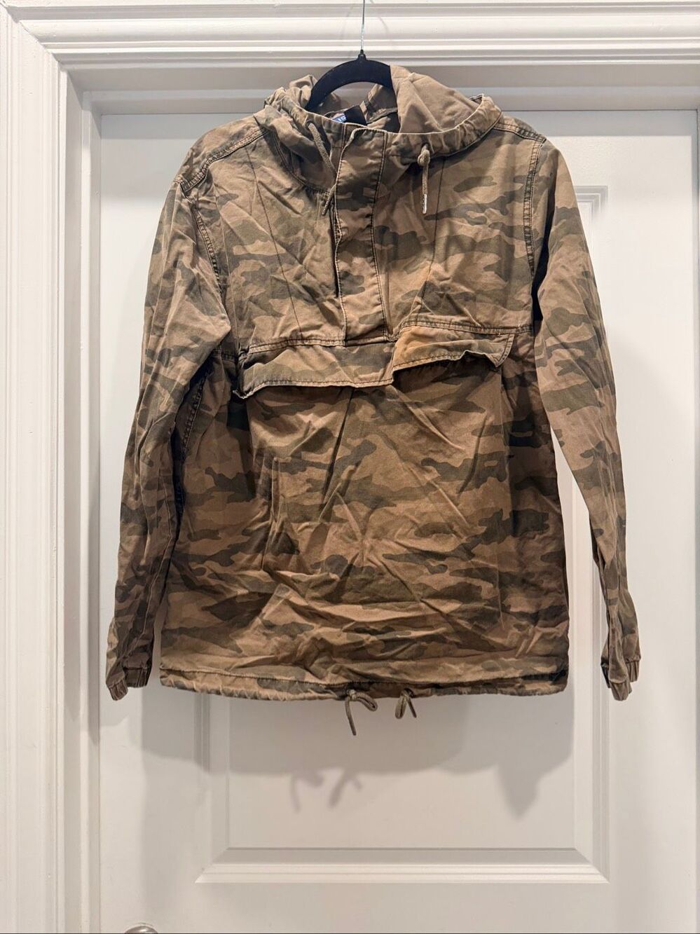Divided by H&M Camouflage Anorak Pullover Hooded Jacket Military Green M